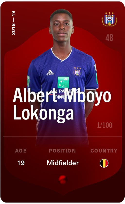 Sorare - Sorare Official - Albert-Mboyo Lokonga 2018-19 • Rare 1/100 - NFT # 87036965926437114341283904273496378689480047494108924665178064093361756213483