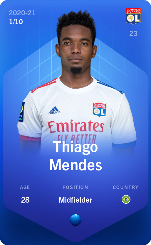 Sorare - Sorare Official - Thiago Mendes 2020-21 • Super Rare 1/10 - NFT # 14627113680967674557299931847376838877218848182573506695980780510992999319204