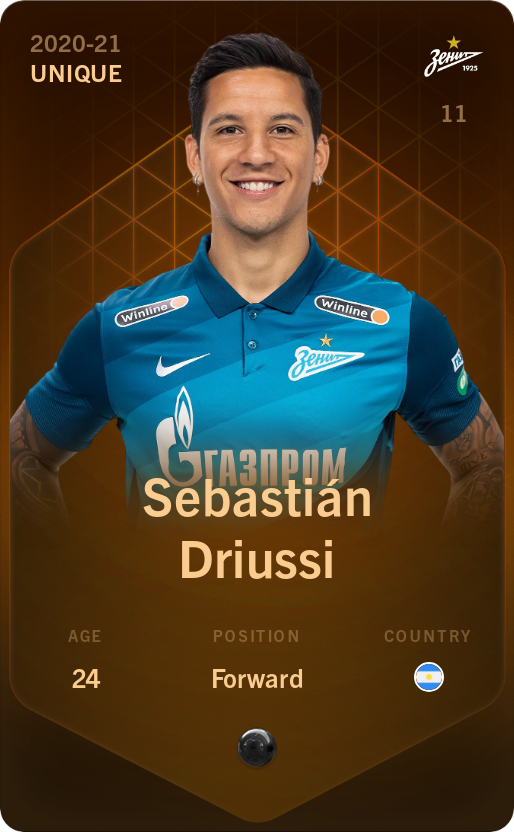 Sorare - Sorare Official - Sebastián Driussi 2020-21 • Unique - NFT # 73663550560983244360001306903411744078099180410218627786105780732569606822799