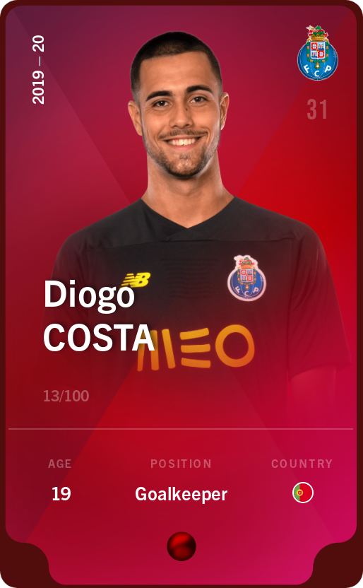 Sorare - Sorare Official - Diogo Costa 2019-20 • Rare 13/100 - NFT # 23975815942249454201091850510212747305635905386817655485573369493698210295627