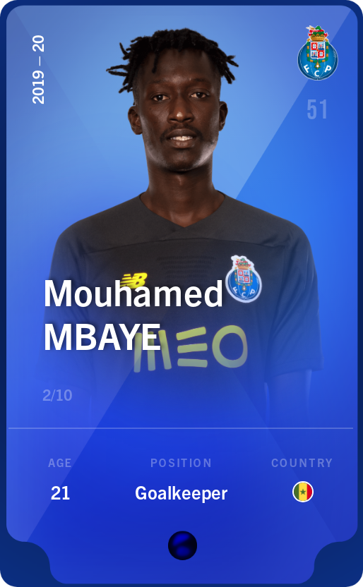 Sorare - Sorare Official - Mouhamed Mbaye 2019-20 • Super Rare 2/10 - NFT # 85495555119688398529755625170268599996028370661620511559857493912358455053176