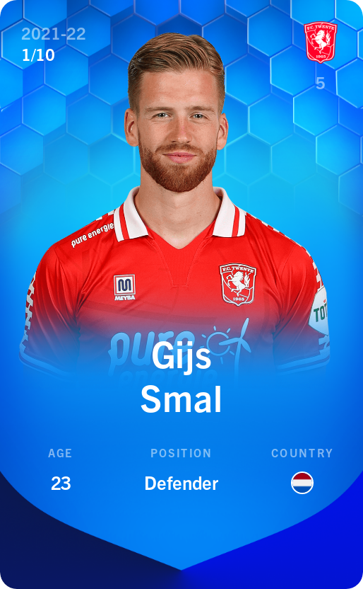 Sorare - Sorare Official - Gijs Smal 2021-22 • Super Rare 1/10 - NFT # 3486774622516811479682489787669877080435351737383140897968609223272219396998
