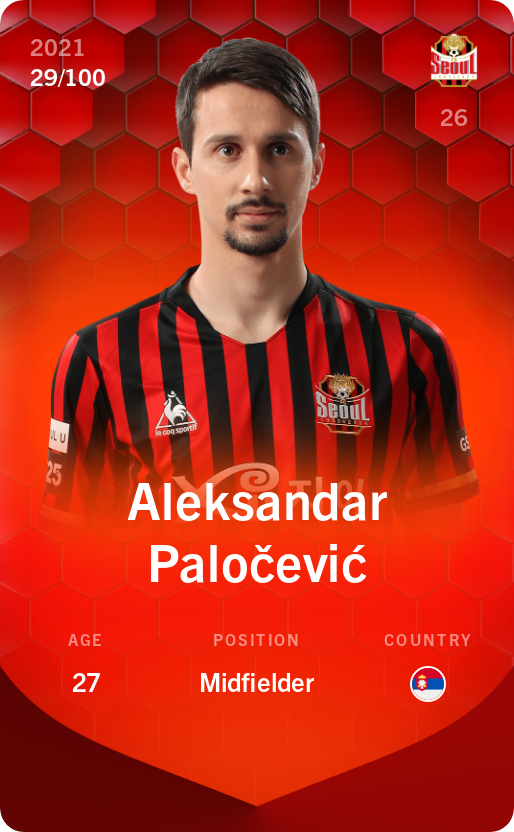 Sorare - Sorare Official - Aleksandar Paločević 2021-22 • Rare 29/100 - NFT # 107289915465373730042845272948509040710031133595072284042016070089385909074770