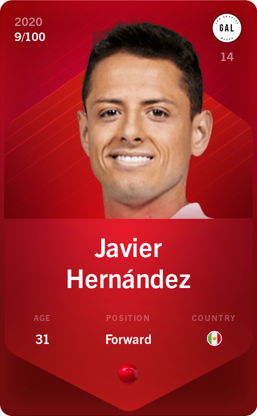 Sorare - Sorare Official - Javier Hernández 2020-21 • Rare 9/100 - NFT # 81076636602787493102773378216221489812614112476485653094475647018717862406074