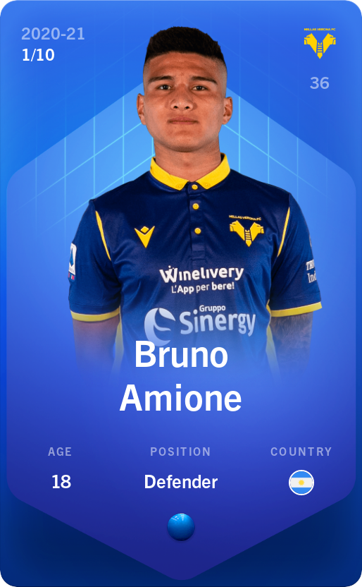 Sorare - Sorare Official - Bruno Amione 2020-21 • Super Rare 1/10 - NFT # 51625161015147566887061609567659893410505613691237560975302110814684229116438