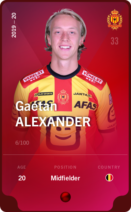 Sorare - Sorare Official - Gaétan  Alexander 2019-20 • Rare 6/100 - NFT # 37653227992783838455845073887563517500875782815718099338594118150865953108861