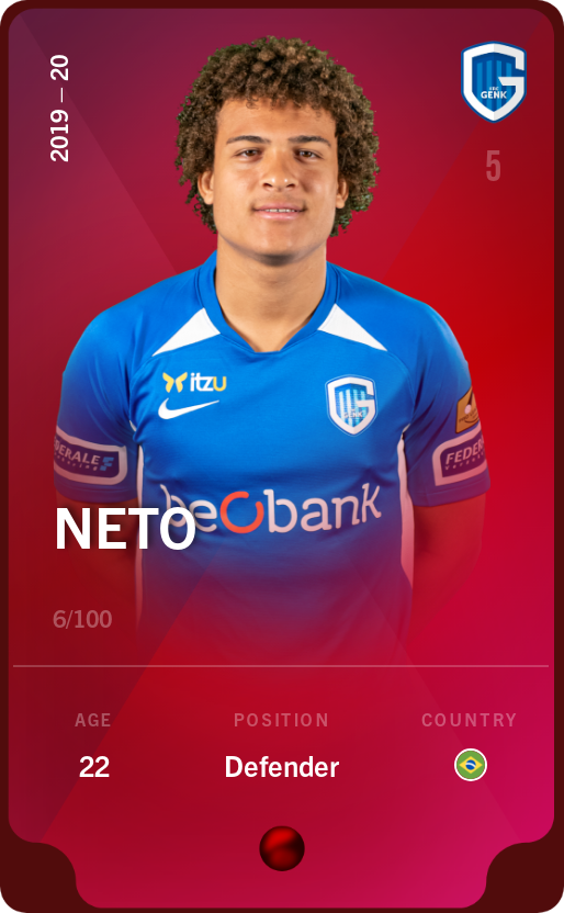 Sorare - Sorare Official - Neto 2019-20 • Rare 6/100 - NFT # 2995672432238174021818383464278434287474130558264413786985688913713961827219
