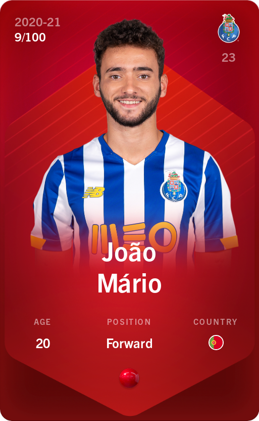 Sorare - Sorare Official - João Mário 2020-21 • Rare 9/100 - NFT # 11211780524076137500057138001614695248799052948372169647442082311683440018361