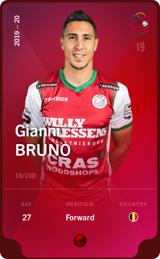 Sorare - Sorare Official - Gianni Bruno 2019-20 • Rare 16/100 - NFT # 28679451248859074332651374222292947757871434937318624870767842090859647828734