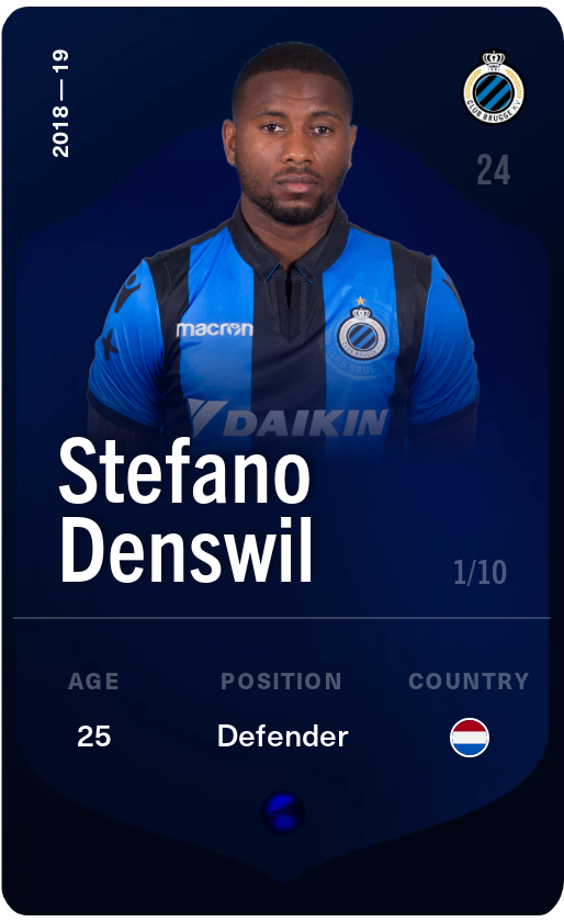 Sorare - Sorare Official - Stefano Denswil 2018-19 • Super Rare 1/10 - NFT # 108511589825547220681241817757909844749917241507853770830851358497535356735500