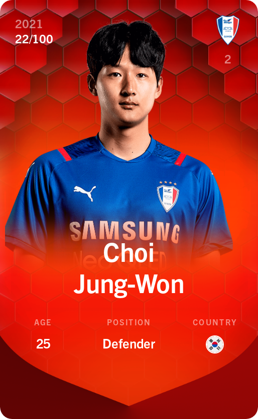 Sorare - Sorare Official - Choi Jung-Won 2021-22 • Rare 22/100 - NFT # 104447113221462013621593052095828371106775523701364842032953496600803189689172