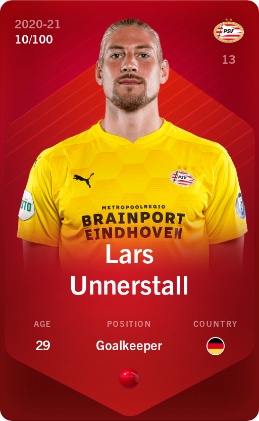 Sorare - Sorare Official - Lars Unnerstall 2020-21 • Rare 10/100 - NFT # 56743319507356425545509391619736714867402207036817427059043945664696644672607