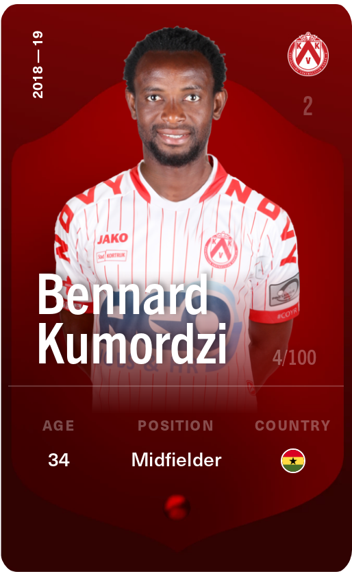 Sorare - Sorare Official - Bennard Kumordzi 2018-19 • Rare 4/100 - NFT # 20786332044195928967894289686825109277686033041025354292387737002810598023111