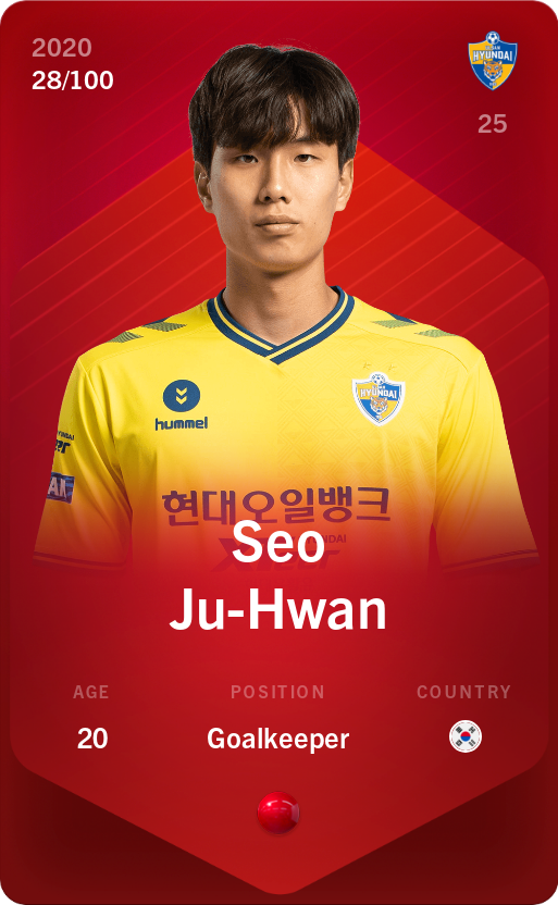 Sorare - Sorare Official - Seo Ju-Hwan 2020-21 • Rare 28/100 - NFT # 26762290427391773980022089608140166930312186054826854641942812235067470572209