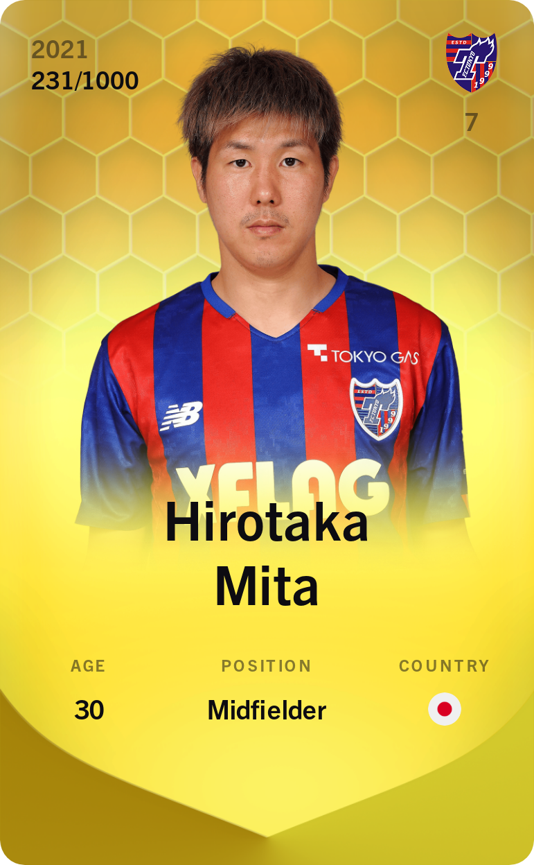 Sorare - Sorare Official - Hirotaka Mita 2021-22 • Limited 231/1000 - NFT # 94260866862767894351302919178670548919056328149954375358951407539941533336709