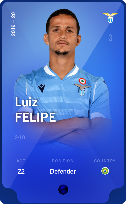 Sorare - Sorare Official - Luiz Felipe 2019-20 • Super Rare 2/10 - NFT # 6323563794722099079236708787077215692446823301151862764792509163958607309421