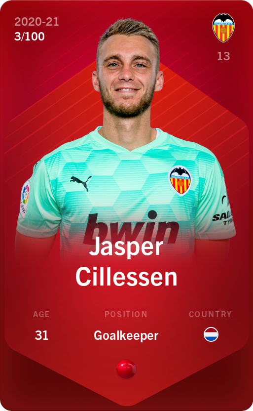 Sorare - Sorare Official - Jasper Cillessen 2020-21 • Rare 3/100 - NFT # 110591089235111224780621924548339560184304362975043671642600266100359878585755