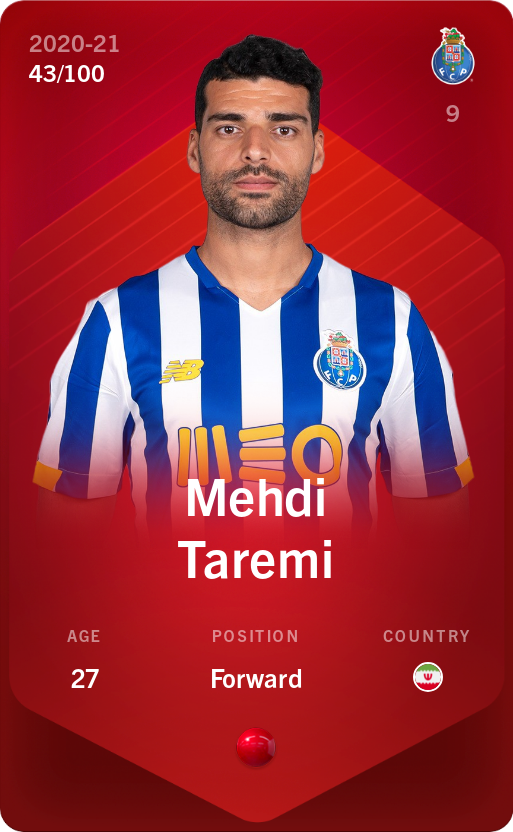 Sorare - Sorare Official - Mehdi Taremi 2020-21 • Rare 43/100 - NFT # 61178712150825913933224330887659168480045809009895584006298820364307605326827
