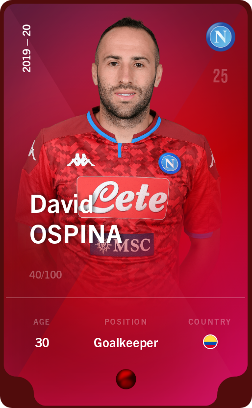 Sorare - Sorare Official - David Ospina 2019-20 • Rare 40/100 - NFT # 99133744345984810923452490843262445078648117064860681123420220961764660238067