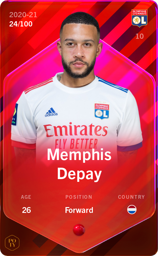 Sorare - Sorare Official - Memphis Depay 2020-21 • Rare 24/100 - NFT # 18946802337554364661714100414052765010941391715757210124643317347010980148831