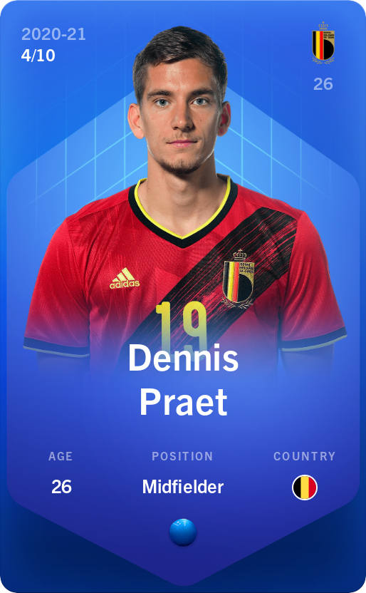 Sorare - Sorare Official - Dennis Praet 2020-21 • Super Rare 4/10 - NFT # 24122401876190616114887813816957528727567761958883408058468181765321257060936