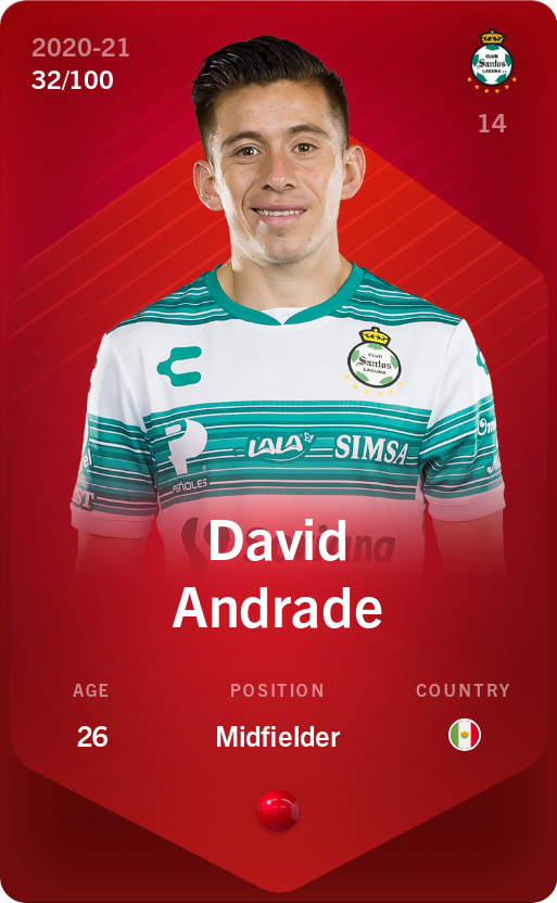 Sorare - Sorare Official - David Andrade 2020-21 • Rare 32/100 - NFT # 115696438411028397878934874656389991326741452813569941119001273529329409833840