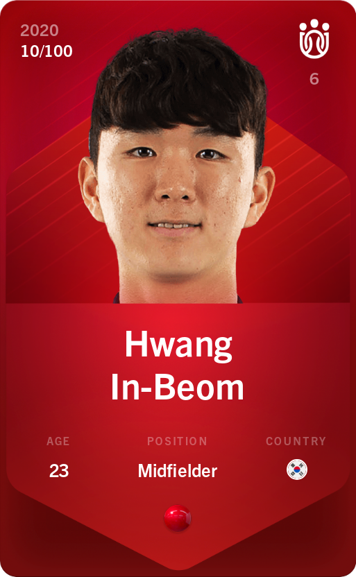 Sorare - Sorare Official - Hwang In-Beom 2020-21 • Rare 10/100 - NFT # 105366015465010531298019963945638369779572343355006852956327703591029840236472