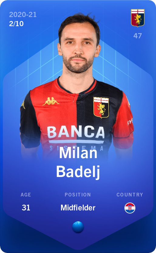Sorare - Sorare Official - Milan Badelj 2020-21 • Super Rare 2/10 - NFT # 7554982450333939529350794971948108495309927825980078606702255828321136597240