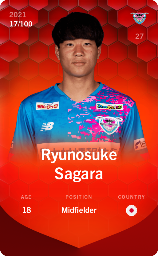 Sorare - Sorare Official - Ryunosuke Sagara 2021-22 • Rare 17/100 - NFT # 99841966650729958992709600111922245556534624685277106866170584817494148918828