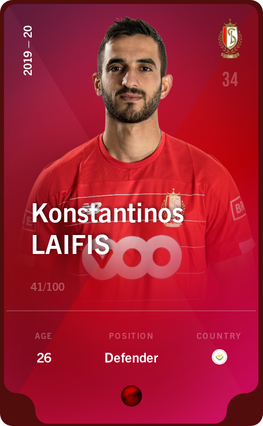Sorare - Sorare Official - Konstantinos Laifis 2019-20 • Rare 41/100 - NFT # 18663577789952432597813285214197365690751098023670838751905937113609551299219