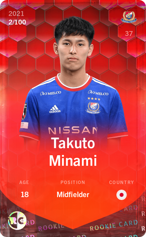 Sorare - Sorare Official - Takuto Minami 2021-22 • Rare 2/100 - NFT # 35938635546237738350114442003529719037731031826161014331492794104407379909542