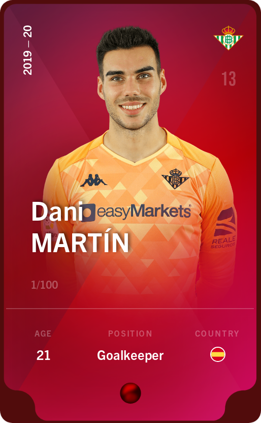 Sorare - Sorare Official - Dani Martín 2019-20 • Rare 1/100 - NFT # 98538043024989346001865653126006254860907721631364877422362125769894543391176