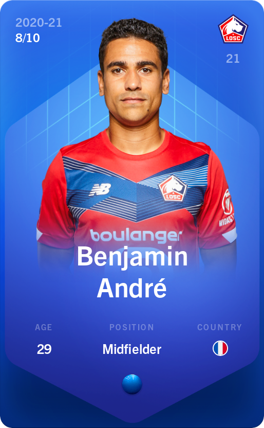Sorare - Sorare Official - Benjamin André 2020-21 • Super Rare 8/10 - NFT # 70355267424073931326447672454737077550566634913184673551069823645981034749634