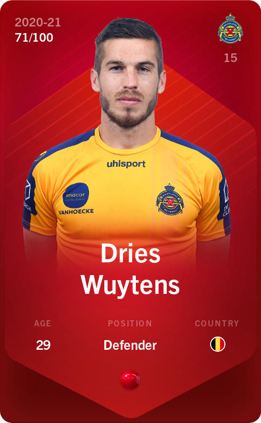 Sorare - Sorare Official - Dries Wuytens 2020-21 • Rare 71/100 - NFT # 10307474931025822343457901916393792535256537688362049144223073767010891874421