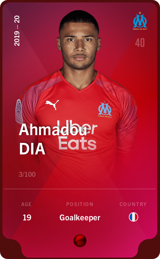 Sorare - Sorare Official - Ahmadou Dia 2019-20 • Rare 3/100 - NFT # 36572787855162024542771672720730747792418948377142479733264242654459436151368