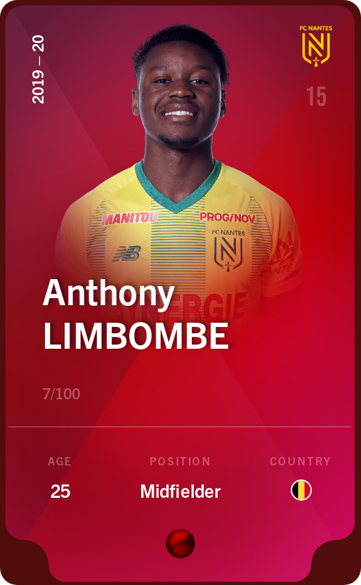 Sorare - Sorare Official - Anthony Limbombe 2019-20 • Rare 7/100 - NFT # 6105550225088441109619467633238346911849769098136429895005491817313415296842