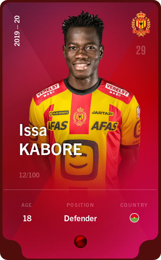 Sorare - Sorare Official - Issa Kabore 2019-20 • Rare 12/100 - NFT # 61347160615716634174873963016385087235507622475096176091562238007782134804408