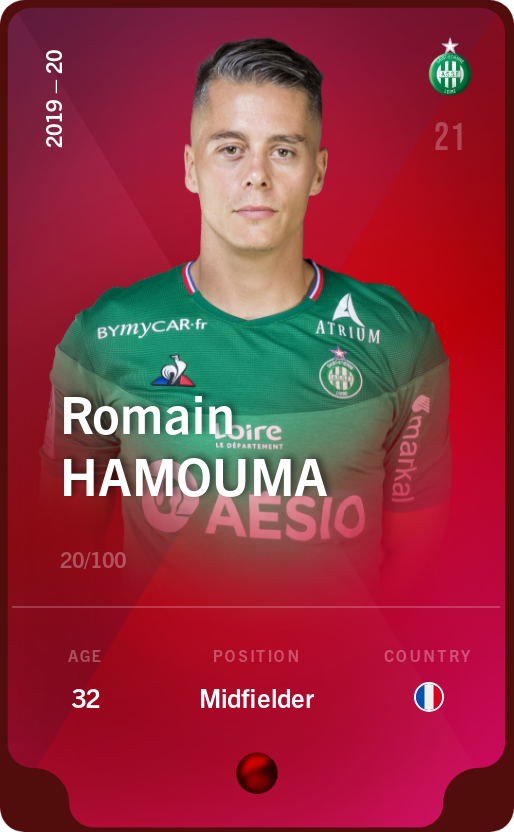 Sorare - Sorare Official - Romain Hamouma 2019-20 • Rare 20/100 - NFT # 53426048624588757279394283431861942545757197768518408478161166016481253128557