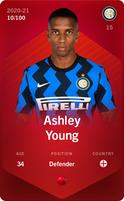 Sorare - Sorare Official - Ashley Young 2020-21 • Rare 10/100 - NFT # 72894914671443939475341677016021307389786991142633494581038039614847915779587