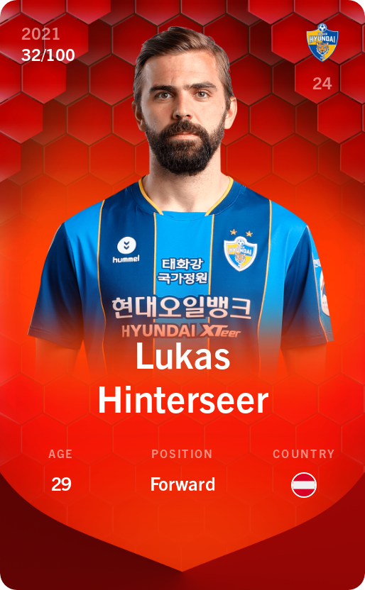 Sorare - Sorare Official - Lukas Hinterseer 2021-22 • Rare 32/100 - NFT # 57899859990657996350759477692965532385304809700488811794951832130347419094290