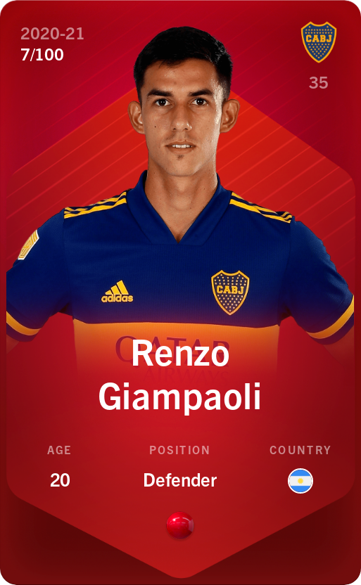 Sorare - Sorare Official - Renzo Giampaoli 2020-21 • Rare 7/100 - NFT # 980152226556660813308310183419954573762070082134953766164049751937956994664