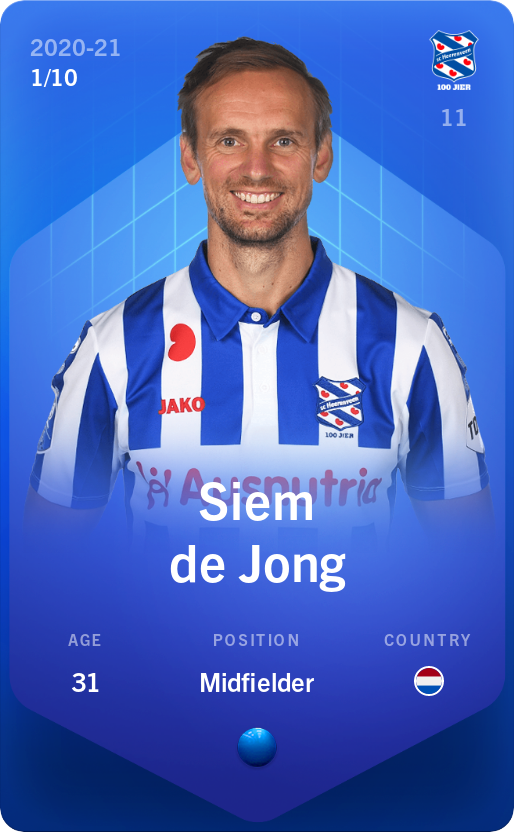 Sorare - Sorare Official - Siem de Jong 2020-21 • Super Rare 1/10 - NFT # 32077471396295329364648904742464047332955251941104405715093537515299200699757