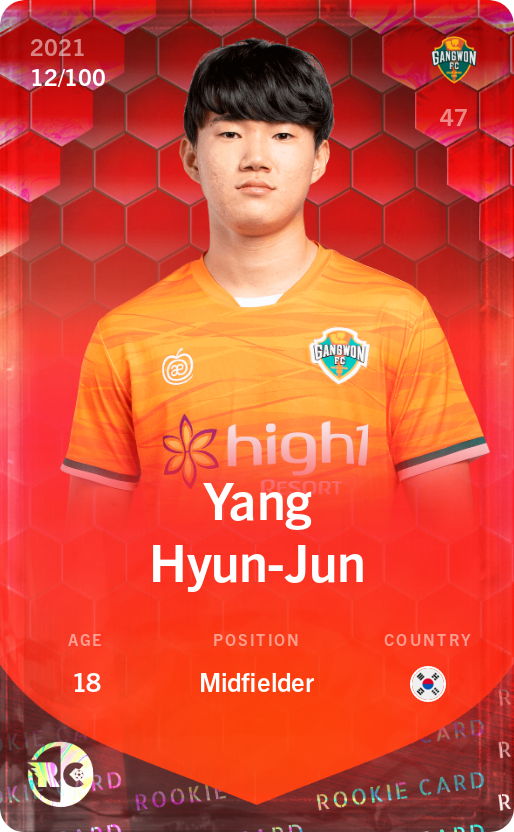 Sorare - Sorare Official - Yang Hyun-Jun 2021-22 • Rare 12/100 - NFT # 89716266263387814818638219813337283736835241334814919895983424635006044374296
