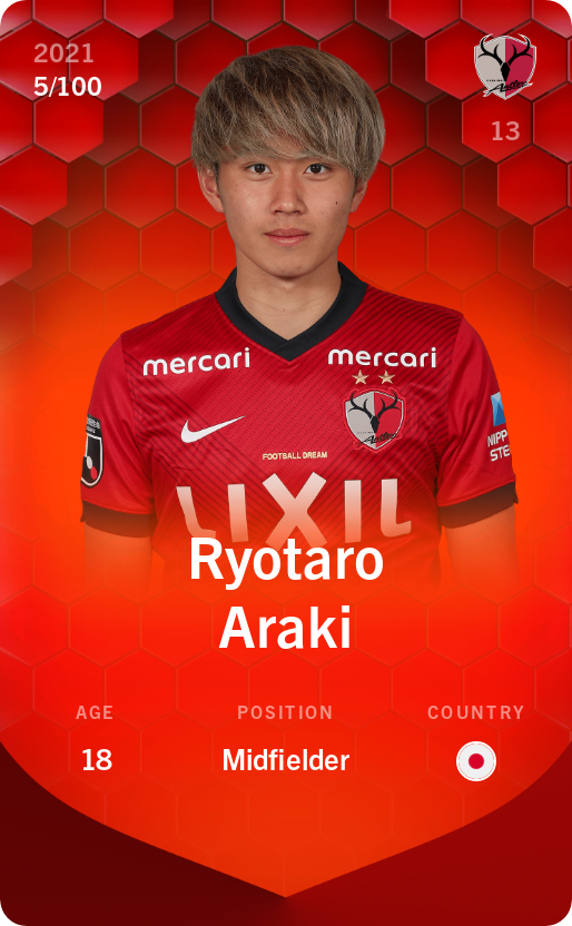 Sorare - Sorare Official - Ryotaro Araki 2021-22 • Rare 5/100 - NFT # 4876798455211532950480753014050558165252411096620682359187773954316528545129