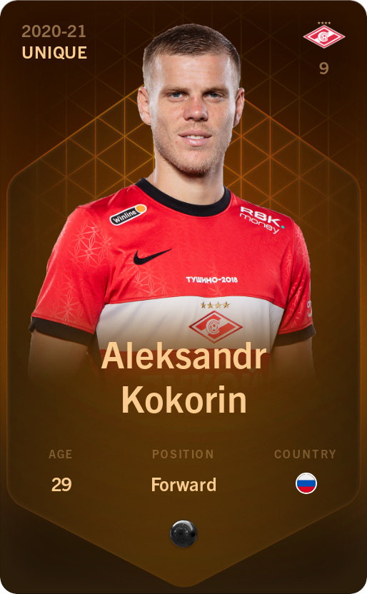 Sorare - Sorare Official - Aleksandr Kokorin 2020-21 • Unique - NFT # 37740997856770080833761608361212262154022990210130701340280794503351908897025