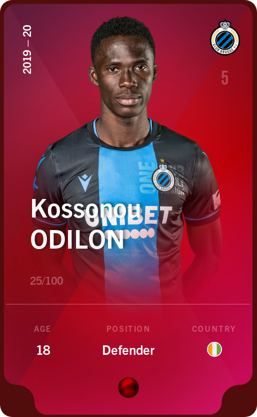 Sorare - Sorare Official - Kossonou Odilon 2019-20 • Rare 25/100 - NFT # 99780582494729772558114315905800121795894634111512253212139461129218542535169
