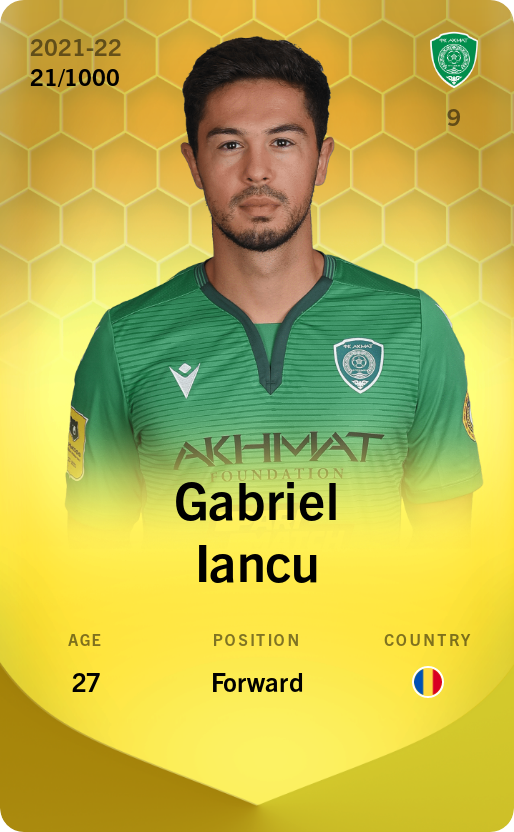 Sorare - Sorare Official - Gabriel Iancu 2021-22 • Limited 21/1000 - NFT # 109291301766742899678140548771418563855406539017597514052315472761110385170784