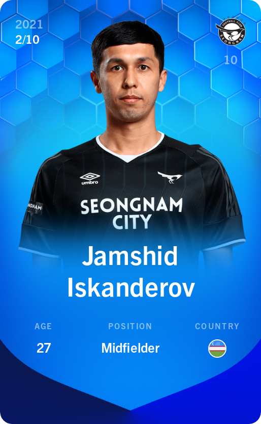 Sorare - Sorare Official - Jamshid Iskanderov 2021-22 • Super Rare 2/10 - NFT # 27263886399389389207233330937678364663478227864608894120839977792034832573838