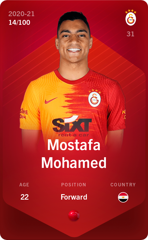 Sorare - Sorare Official - Mostafa Mohamed 2020-21 • Rare 14/100 - NFT # 24697998265119182417901658283908215044409422548810315186744309293057941328048