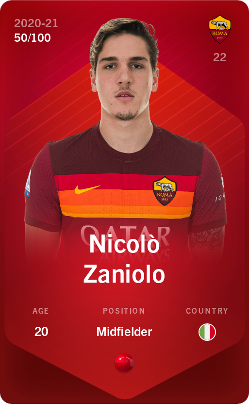 Sorare - Sorare Official - Nicolò Zaniolo 2020-21 • Rare 50/100 - NFT # 53440700254376773266515348042179062096691945839589984433765879441347233367925